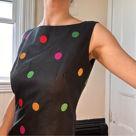 Vintage Paul Alexander Linen Polka Dot Dress - Picture 5 of 16